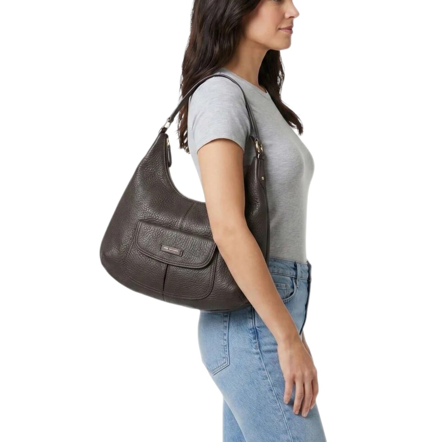 The Bridge Borsa a Spalla Martina Donna in Pelle Moka con Tasca Frontale