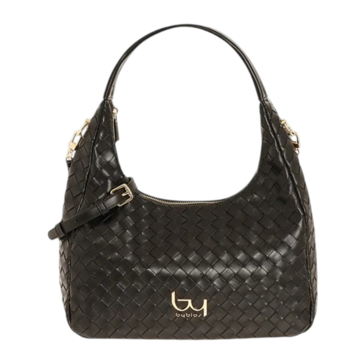 By Byblos Borsa a Spalla Donna in Ecopelle Intrecciata Nero con Tracolla