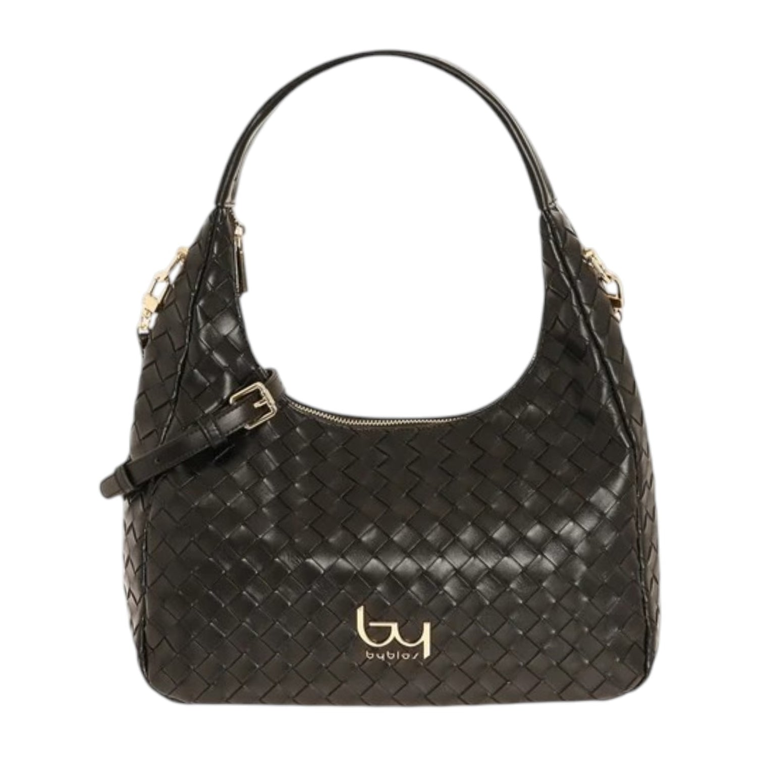 By Byblos Borsa a Spalla Donna in Ecopelle Intrecciata Nero con Tracolla