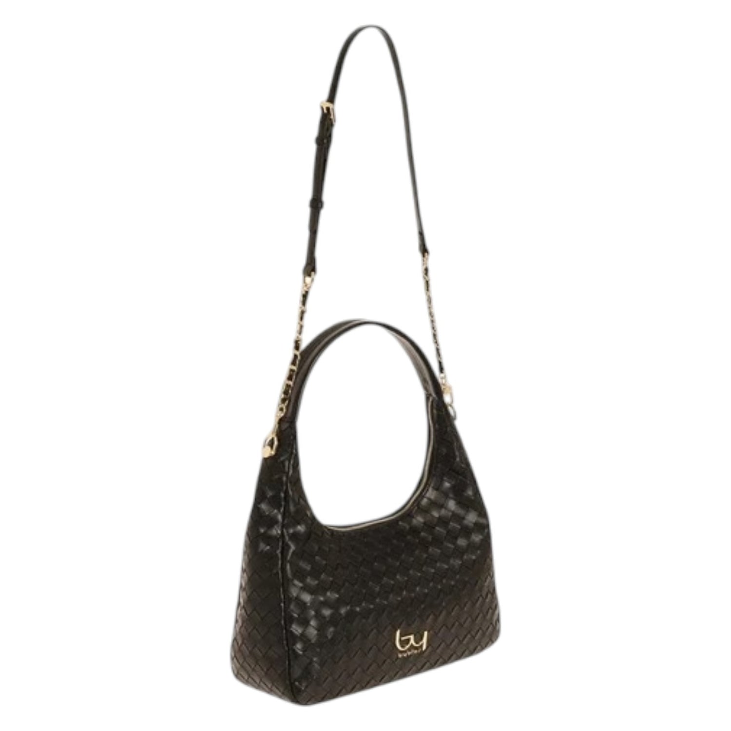 By Byblos Borsa a Spalla Donna in Ecopelle Intrecciata Nero con Tracolla