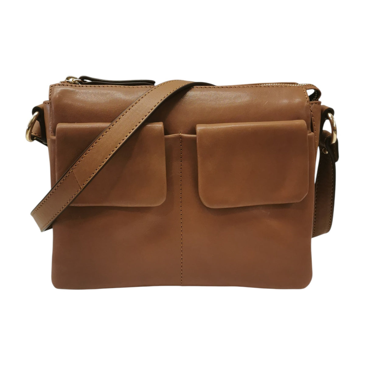 Gianni Conti Borsa a Tracolla Donna in Pelle Nera con Tasche Frontali