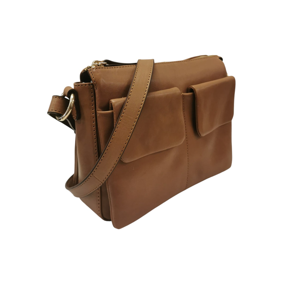 Gianni Conti Borsa a Tracolla Donna in Pelle Nera con Tasche Frontali