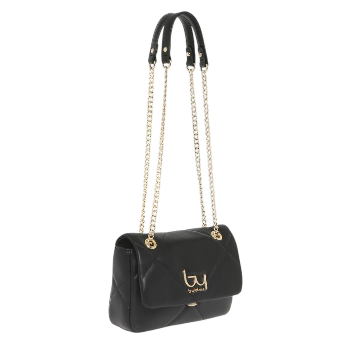 By Byblos Borsa a Tracolla Donna Trapuntata Nera con Catena
