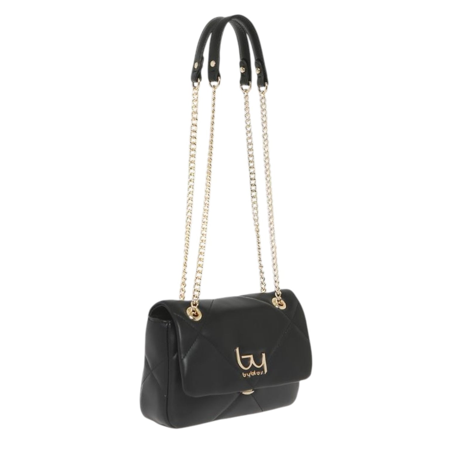 By Byblos Borsa a Tracolla Donna Trapuntata Nera con Catena