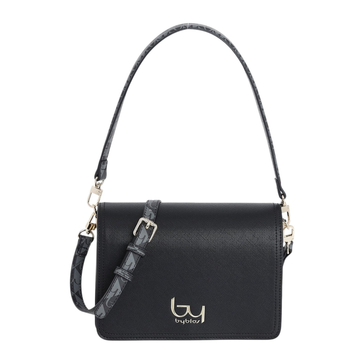By Byblos Borsa a Spalla Donna Saffiano Nero con Tracolla Logata