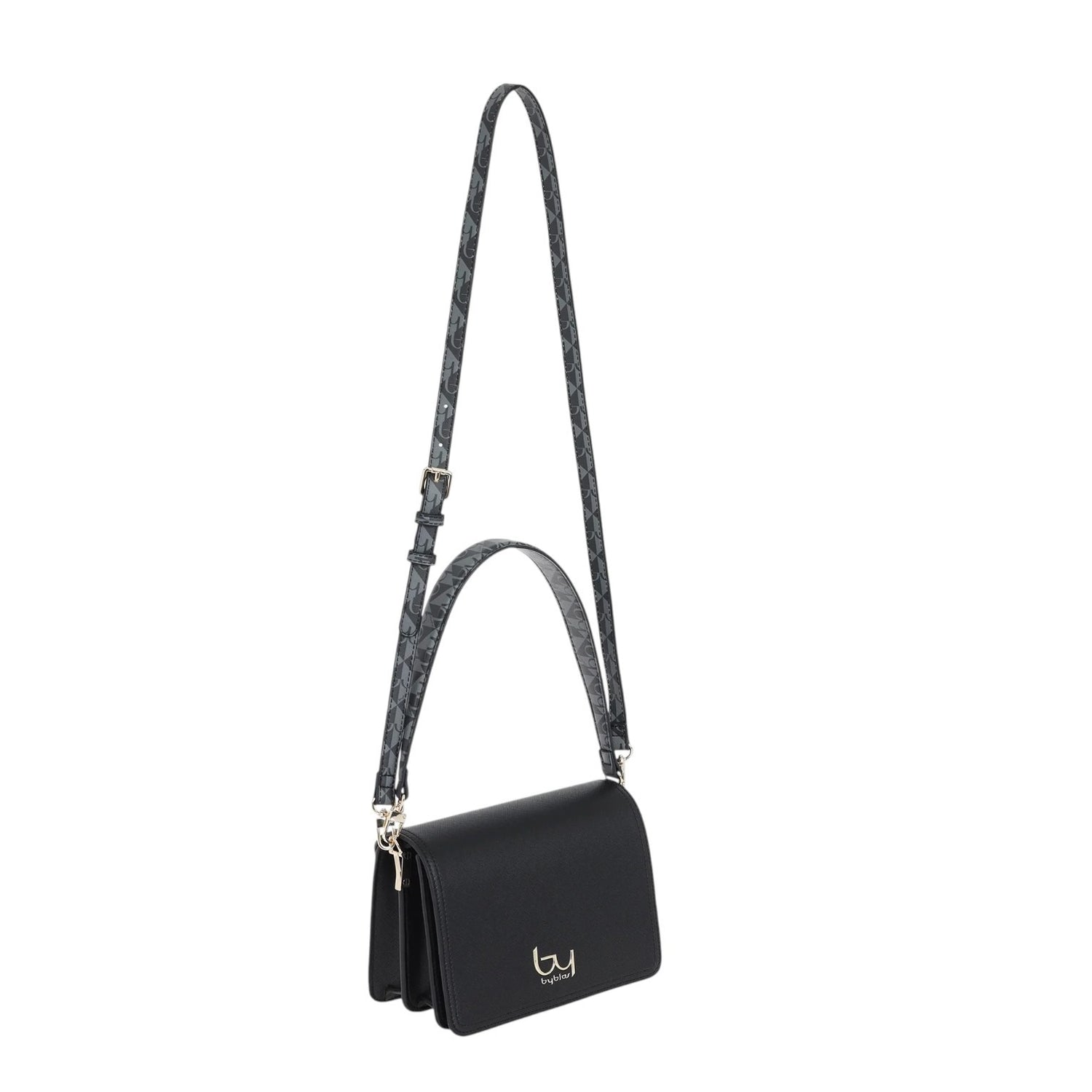 By Byblos Borsa a Spalla Donna Saffiano Nero con Tracolla Logata