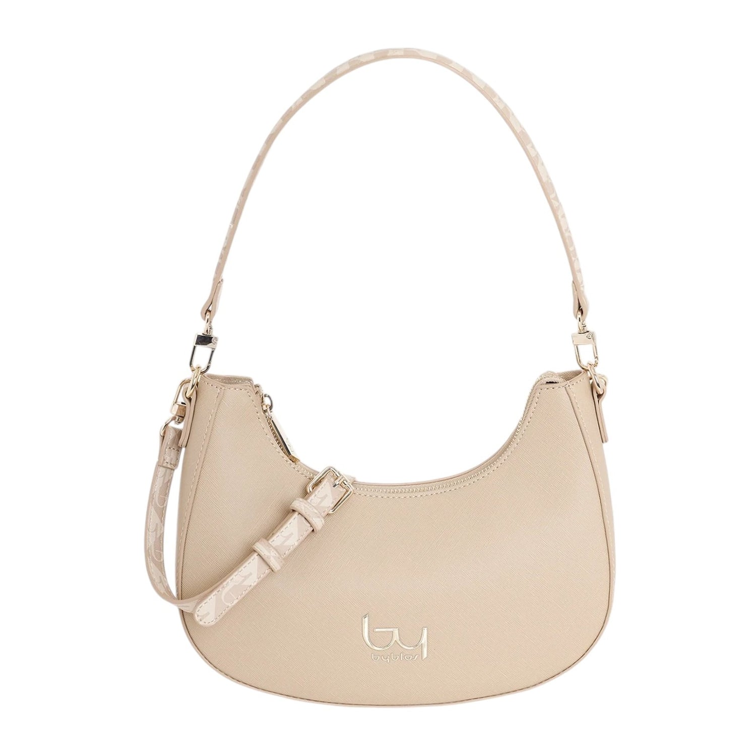 By Byblos Mezzaluna Donna Saffiano Sabbia con Tracolla Logata