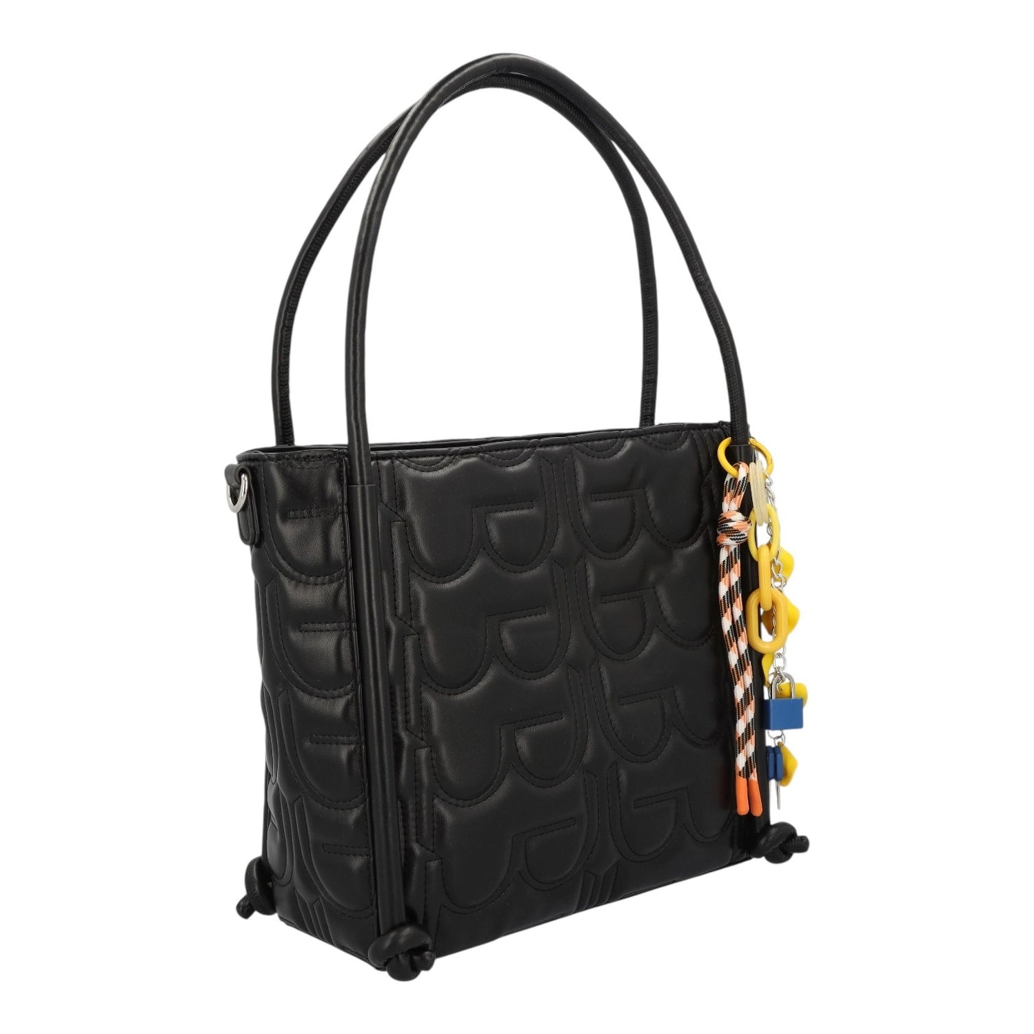 By Byblos Borsa a Mano Donna Grande Trapuntata Nera con Charms