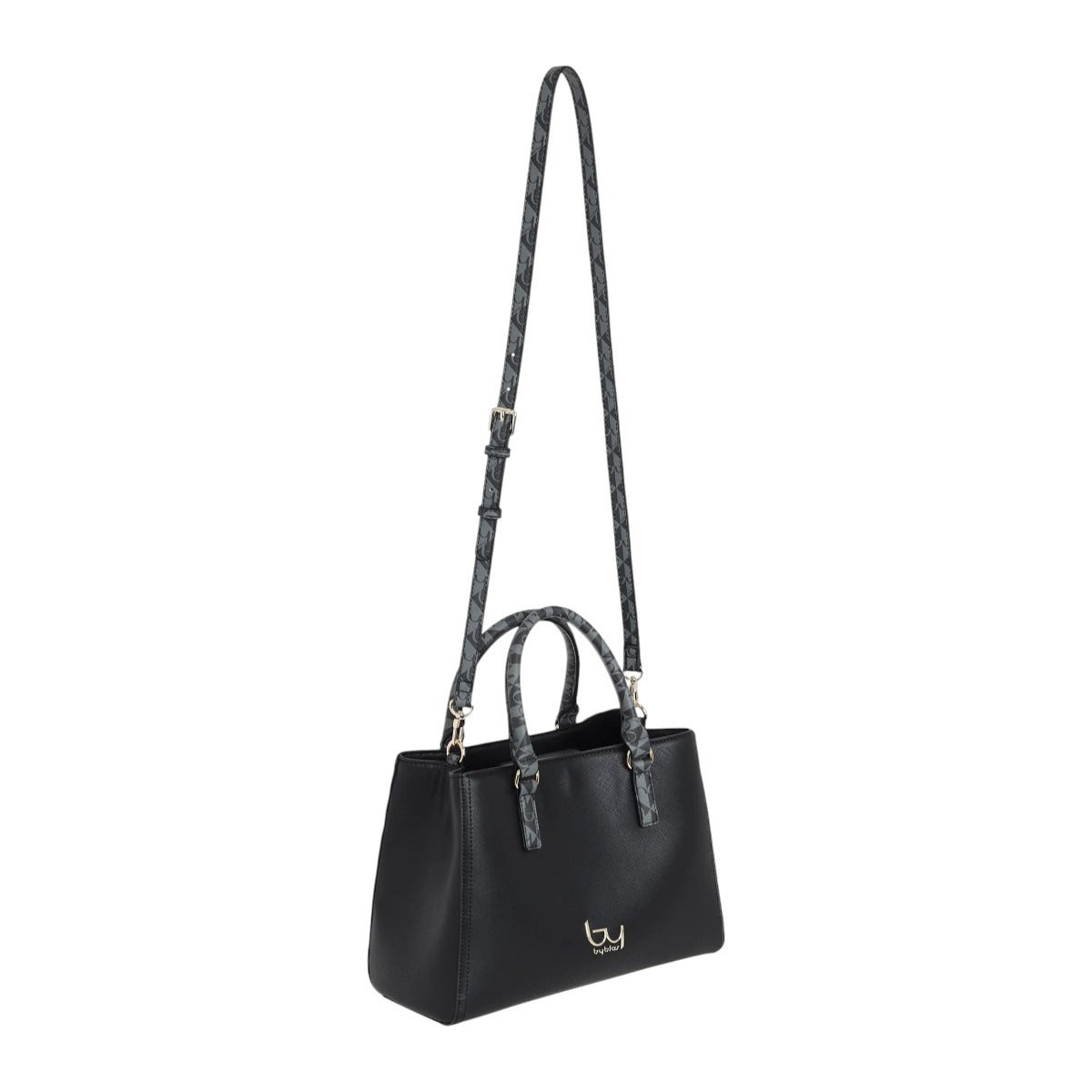 By Byblos Borsa a Mano Donna Saffiano Nero con Tracolla e Manici Logati