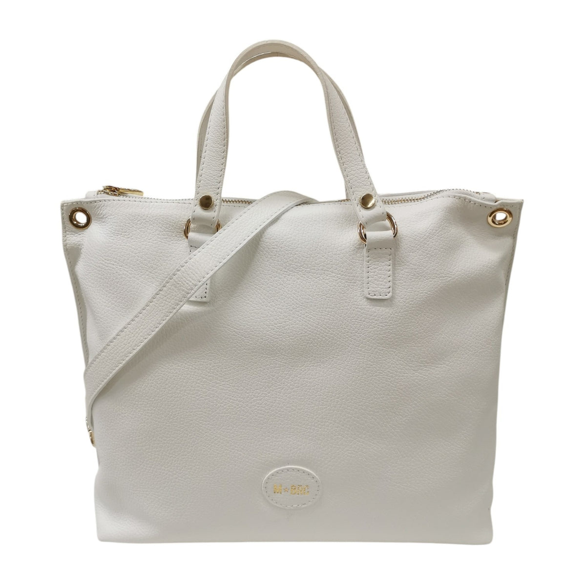 M Brc Borsa a Spalla Donna Linea Bom Bom in Pelle Bianco