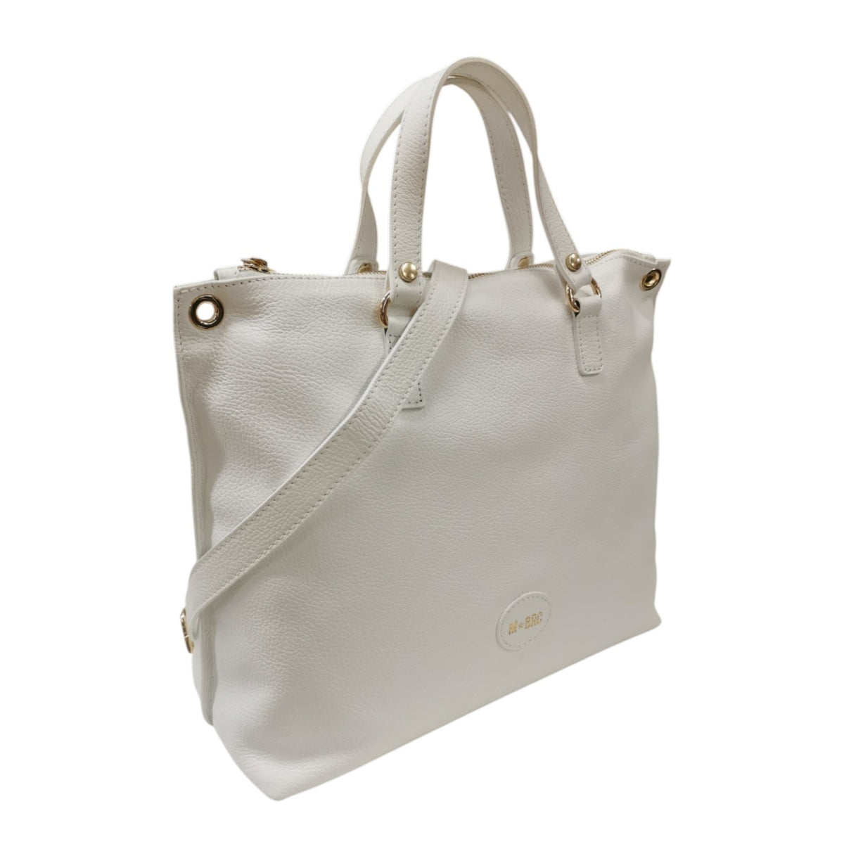 M Brc Borsa a Spalla Donna Linea Bom Bom in Pelle Bianco