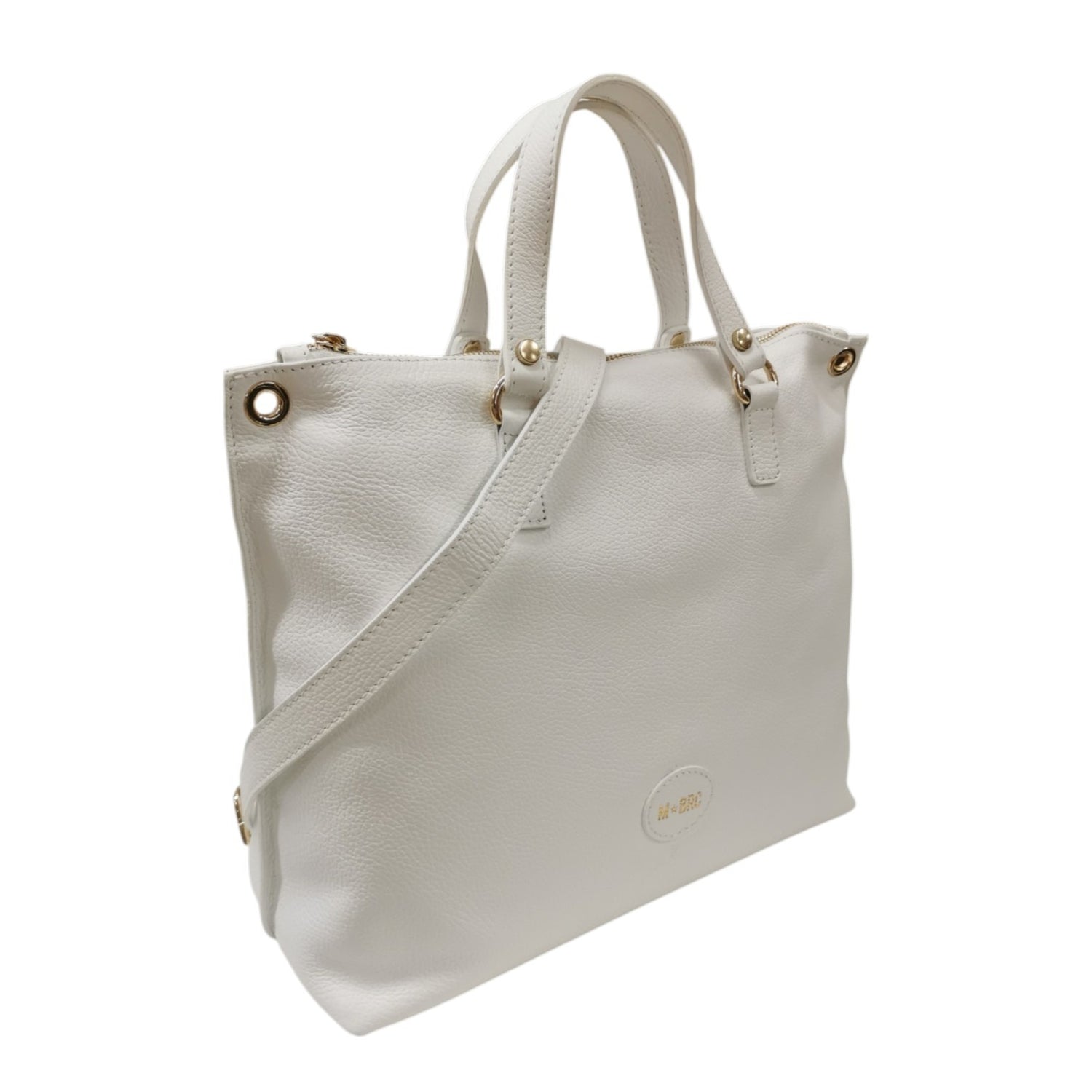 M Brc Borsa a Spalla Donna Linea Bom Bom in Pelle Bianco