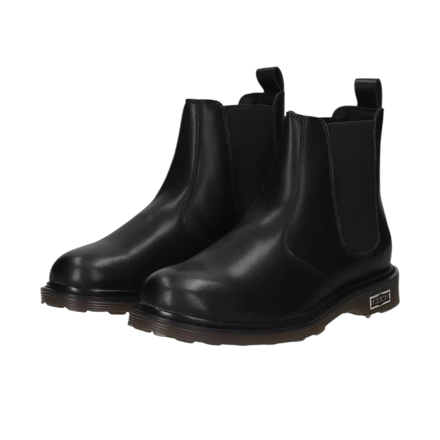 Cult Bealtes Donna in Pelle Nera con Elastico Laterale