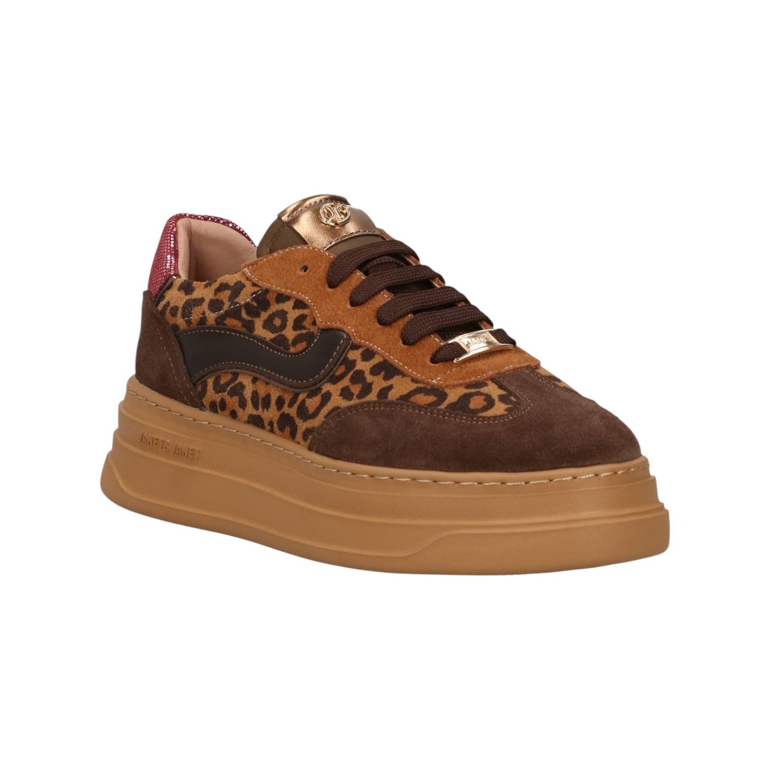 Janet&Janet Sneakers Donna Marrone Leopardato Platform