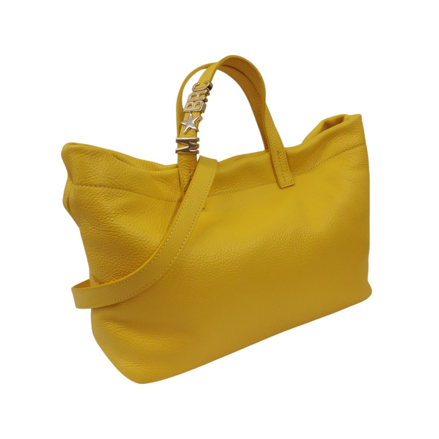 M Brc Borsa a Mano Donna Linea Block in Pelle Gialla