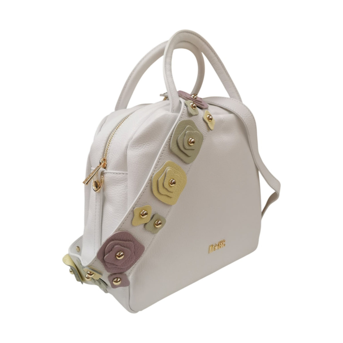 M Brc Borsa a Mano Donna in Pelle Bianca Linea Flora