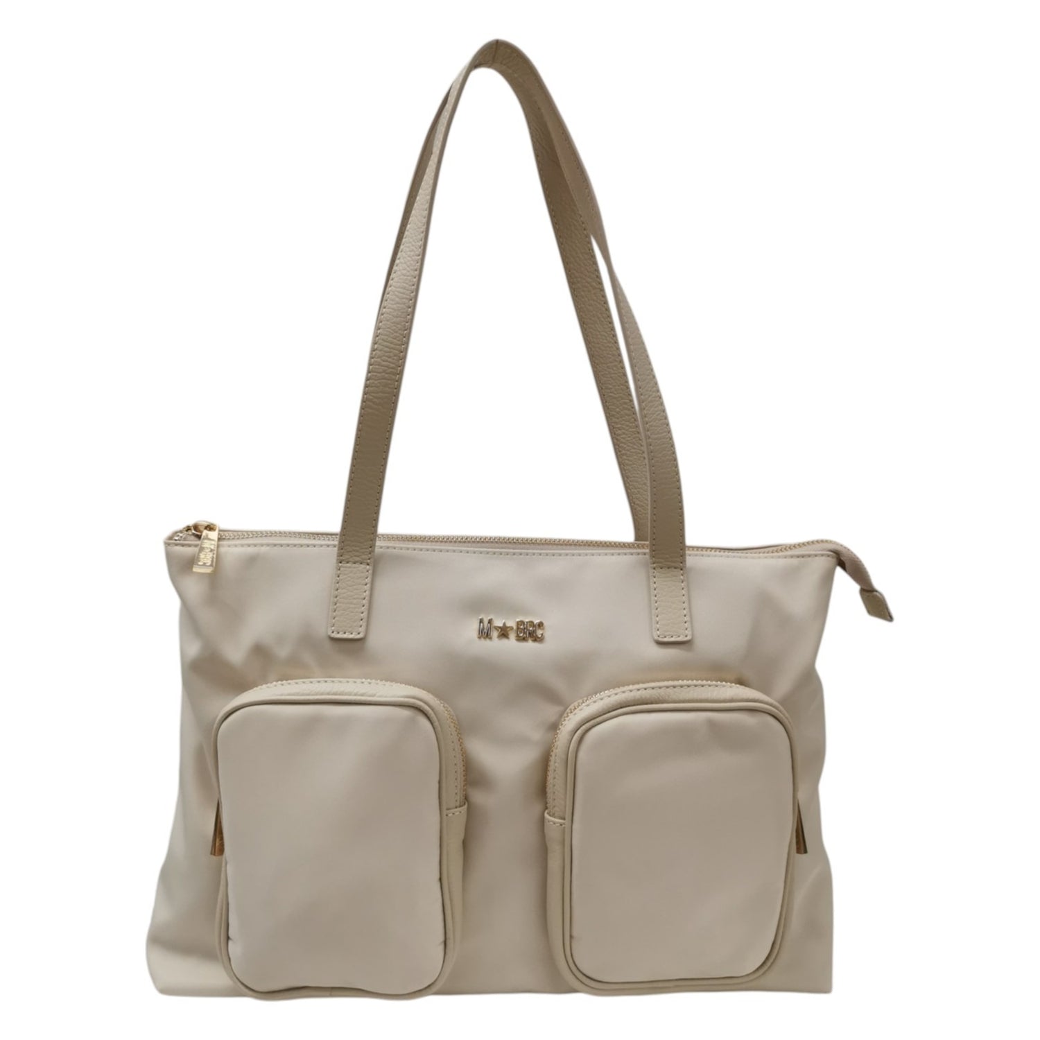 M Brc Borsa a Spalla Donna in Tessuto Avorio Linea Golf con Tasconi