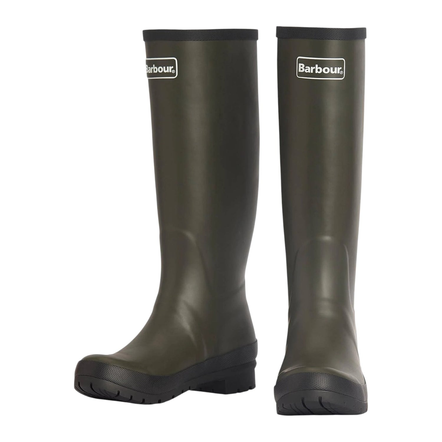 Barbour Stivale Donna in Gomma Oliva con Tacco Largo Alto 30mm