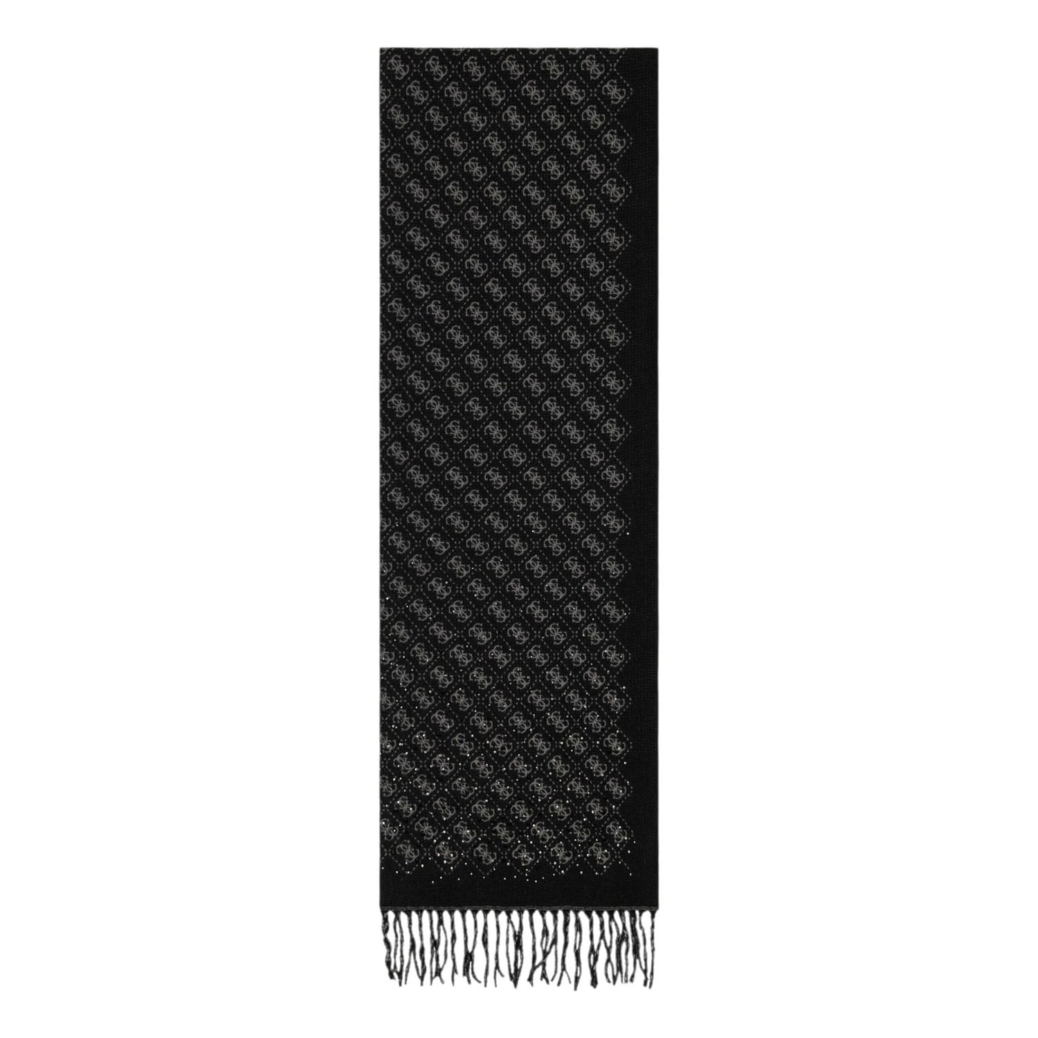 Guess Sciarpa Donna Logata Nera con Strass