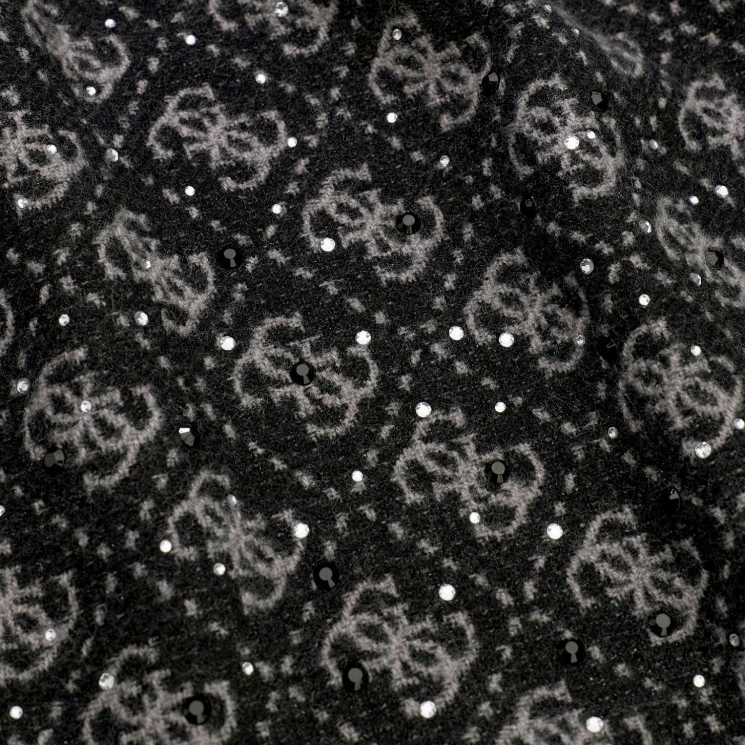 Guess Sciarpa Donna Logata Nera con Strass