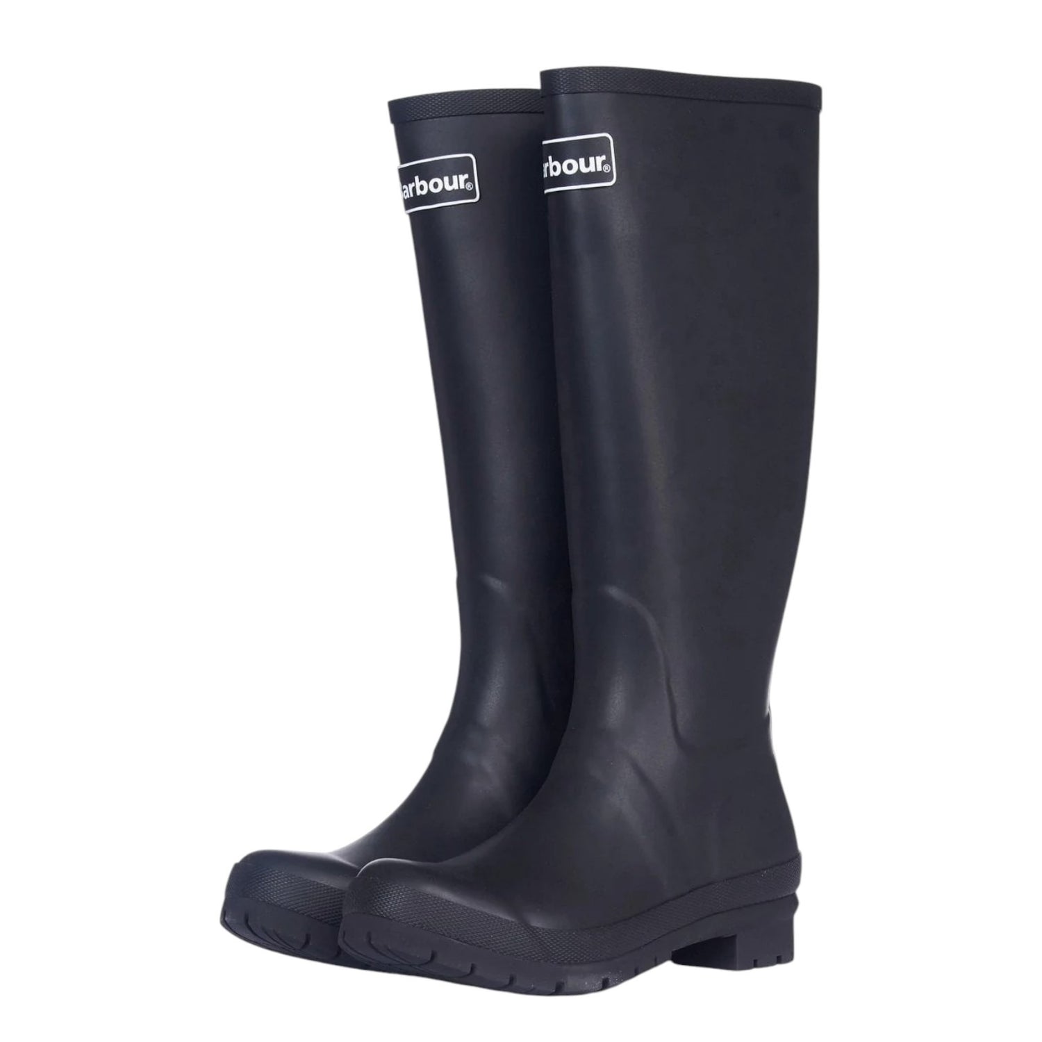 Barbour Stivale Donna in Gomma Nero con Tacco Largo Alto 30mm