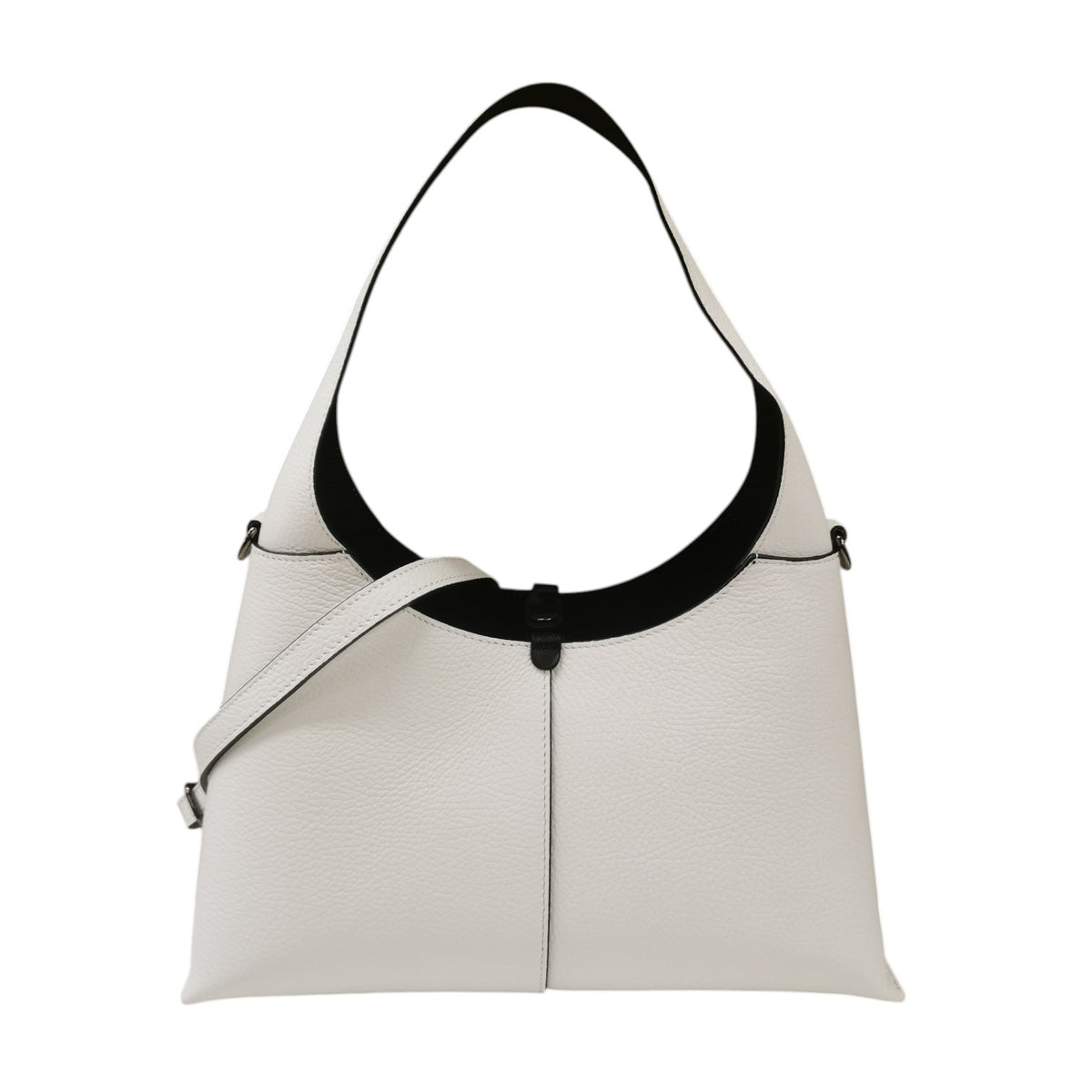M Brc Borsa a Spalla Donna Media Linea Luna in Pelle Bianca con Pochette