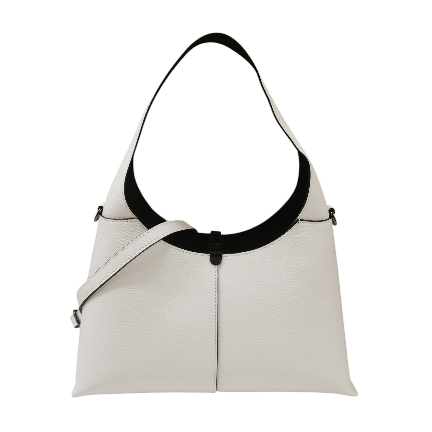 M Brc Borsa a Spalla Donna Media Linea Luna in Pelle Bianca con Pochette