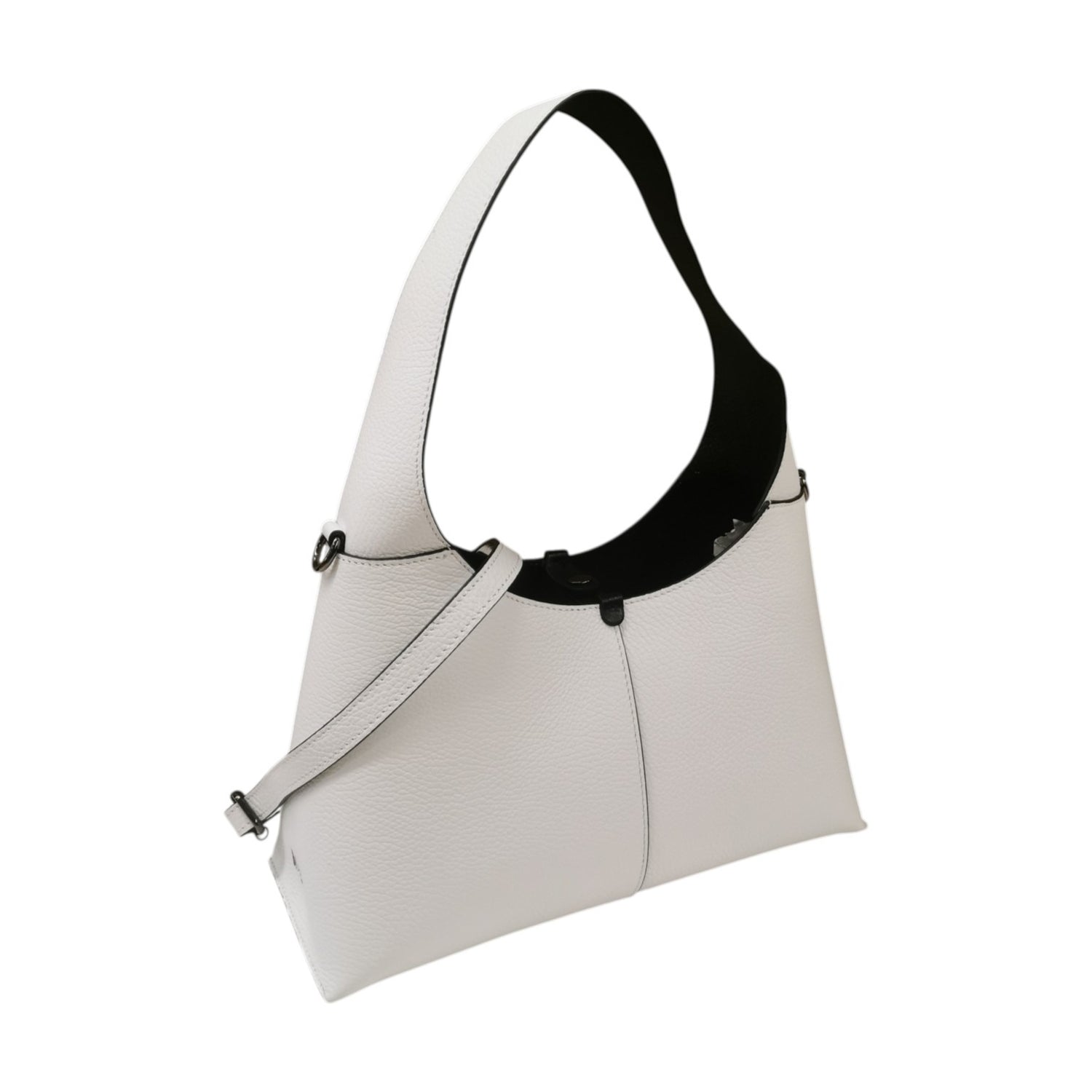M Brc Borsa a Spalla Donna Media Linea Luna in Pelle Bianca con Pochette