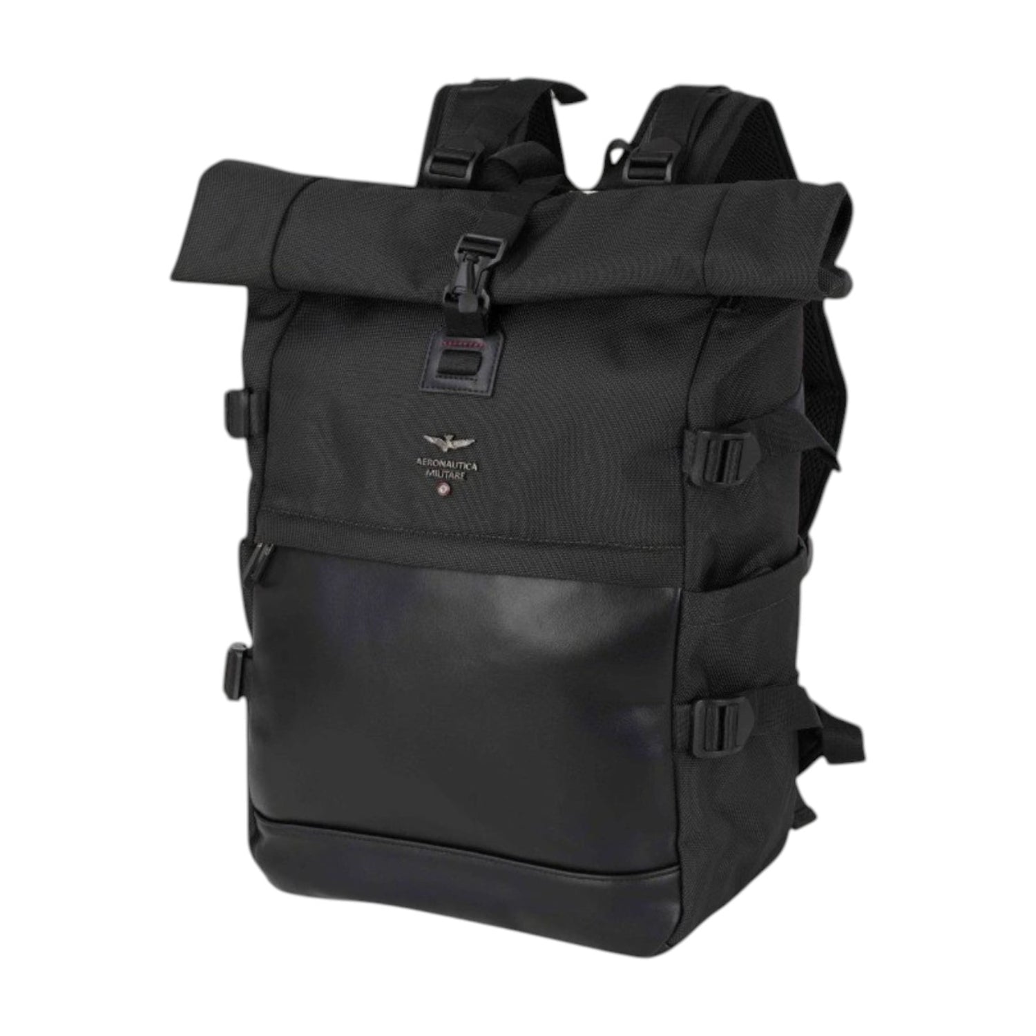 Aeronautica Militare Zaino Uomo in Tessuto Nero Roll-Up