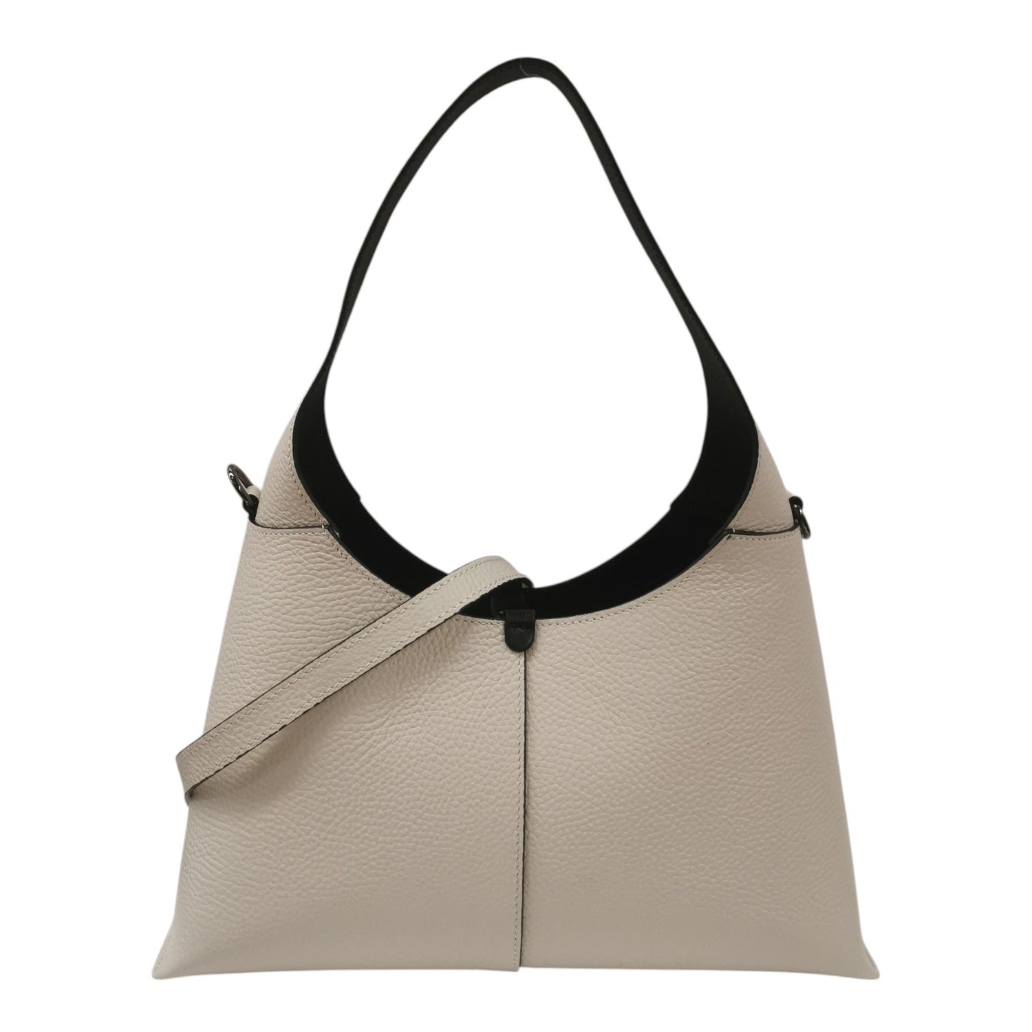 M Brc Borsa a Spalla Donna Media Linea Luna in Pelle Avorio con Pochette