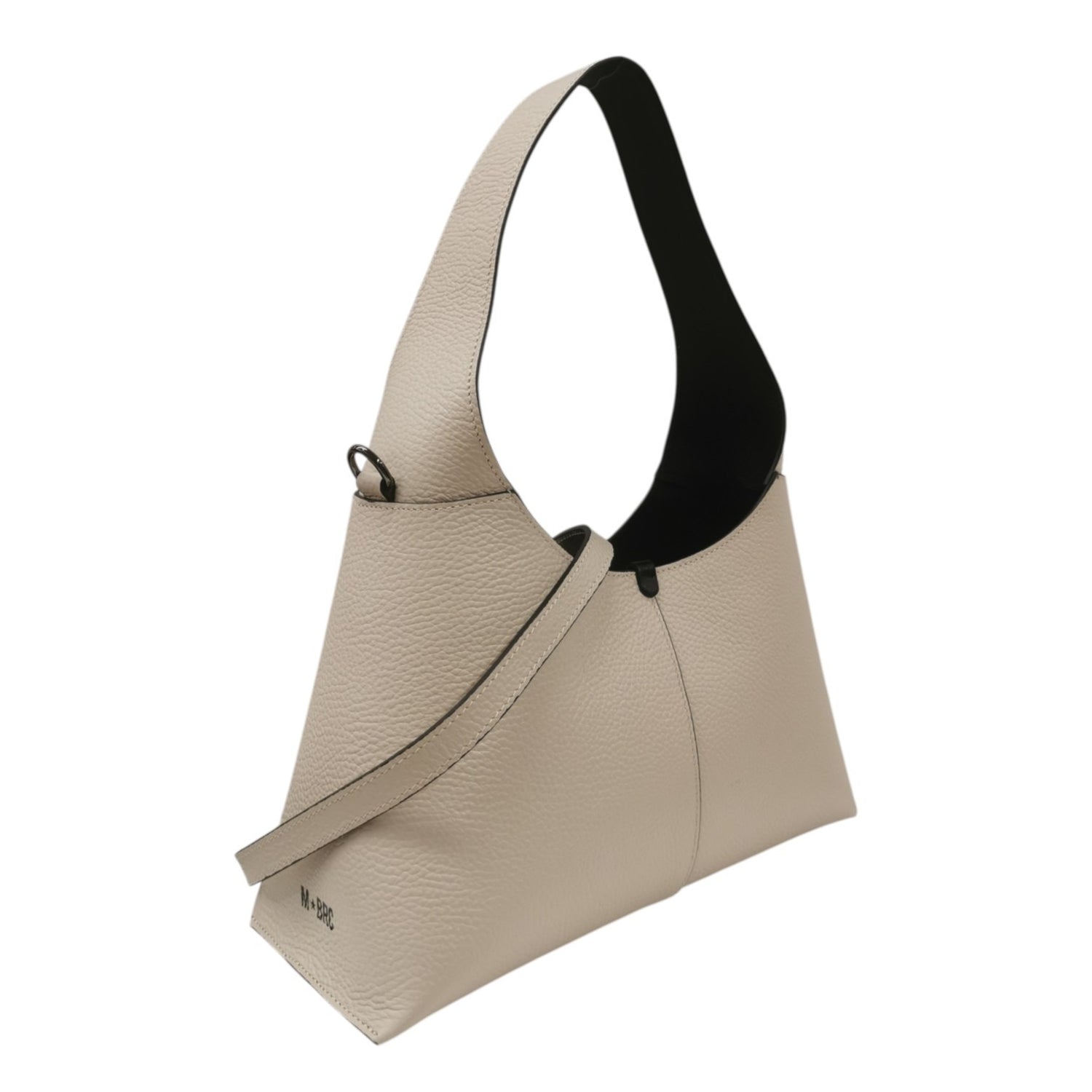 M Brc Borsa a Spalla Donna Media Linea Luna in Pelle Avorio con Pochette