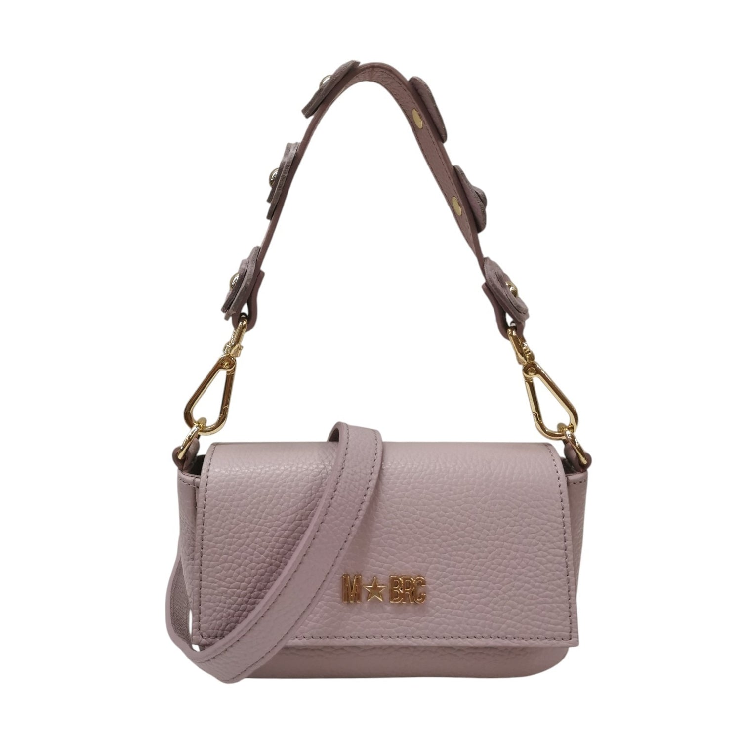 M Brc Borsa a Tracolla Donna Linea Petit in Pelle Glicine con Manico Fiorato