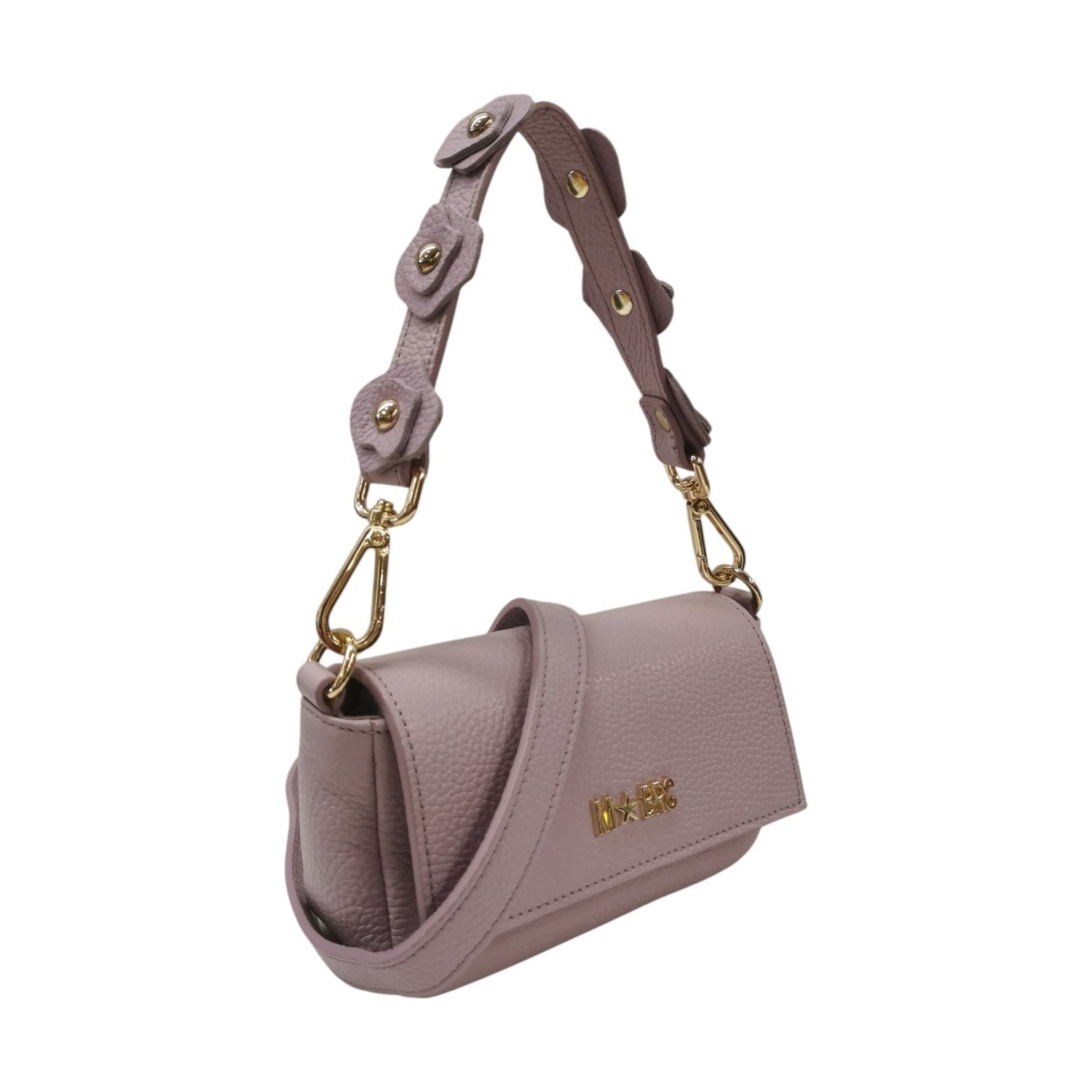 M Brc Borsa a Tracolla Donna Linea Petit in Pelle Glicine con Manico Fiorato