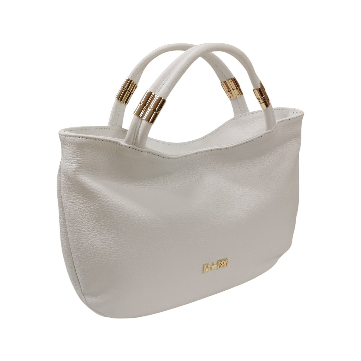 M Brc Borsa a Spalla Donna Linea Tubolar Bianca con Doppio Manico