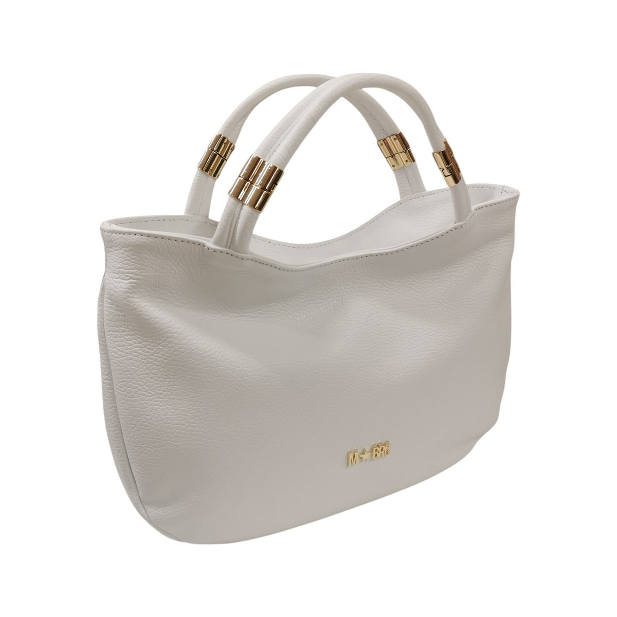 M Brc Borsa a Spalla Donna Linea Tubolar Bianca con Doppio Manico
