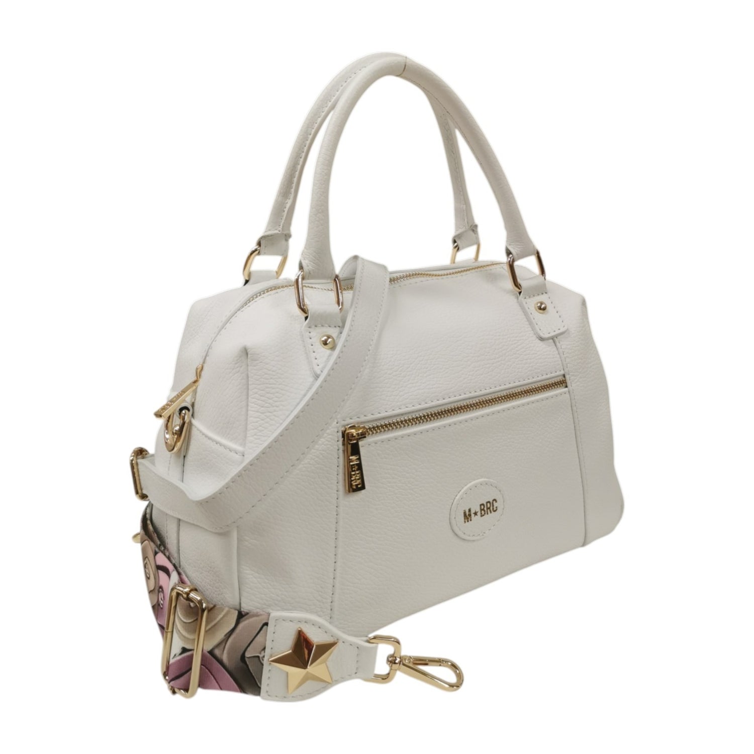 M Brc Borsa a Mano Donna Linea Obona Bianca con Doppia Tracolla