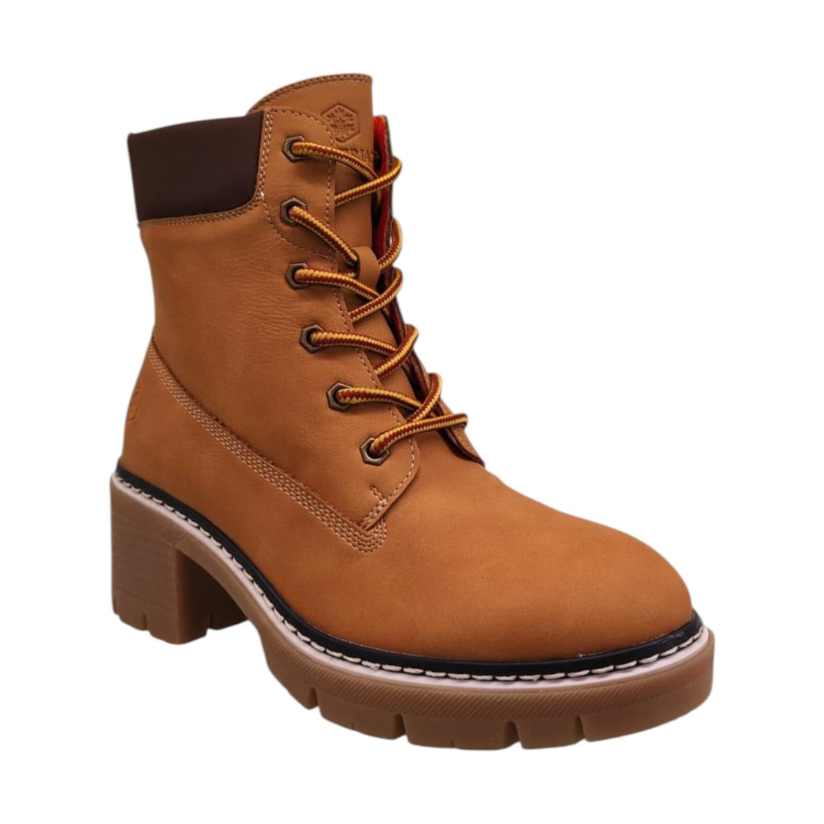 Lumberjack Stivaletto Donna Ecopelle Ocra con Tacco Largo Alto 60mm