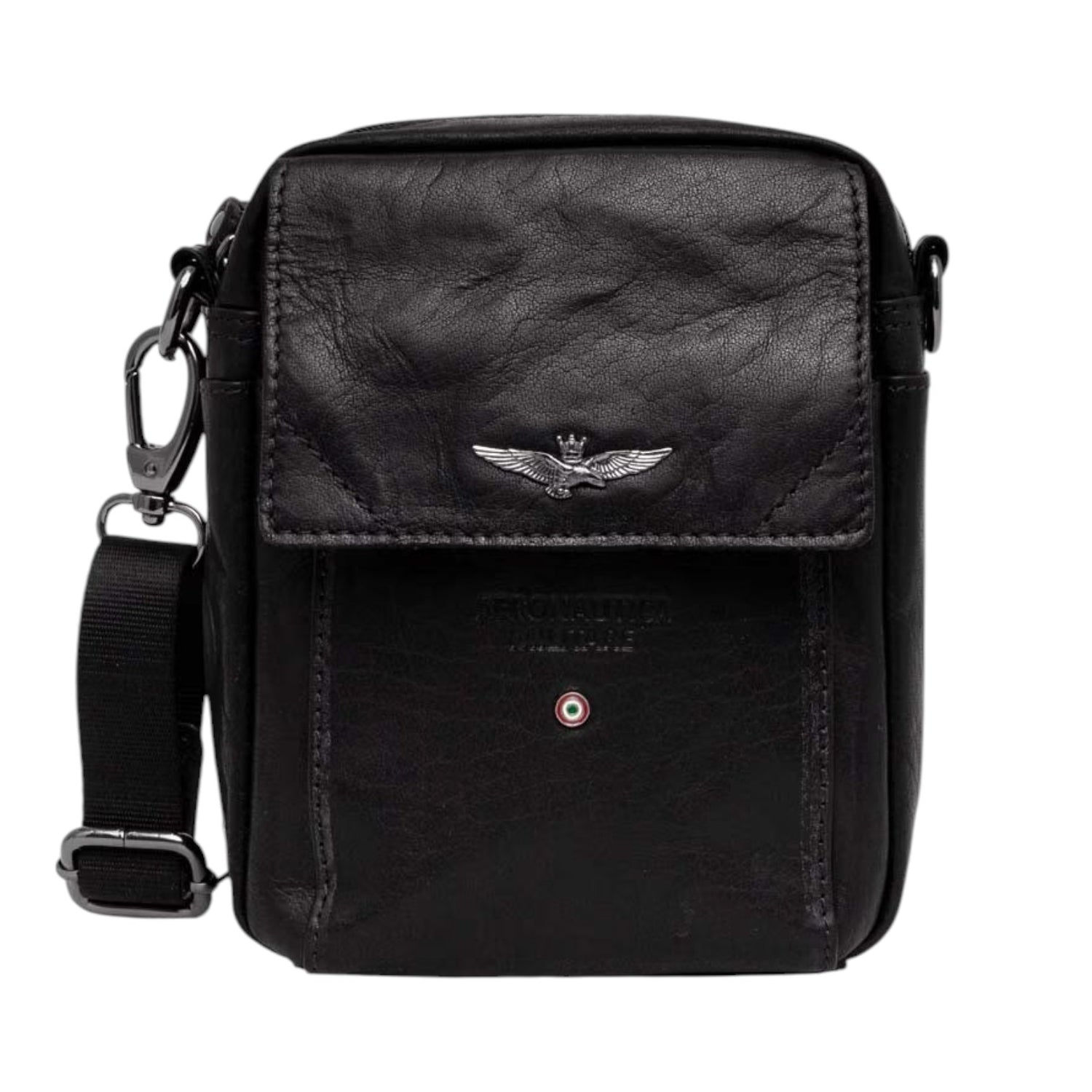 Aeronautica Militare Borsello Uomo in Pelle Nera