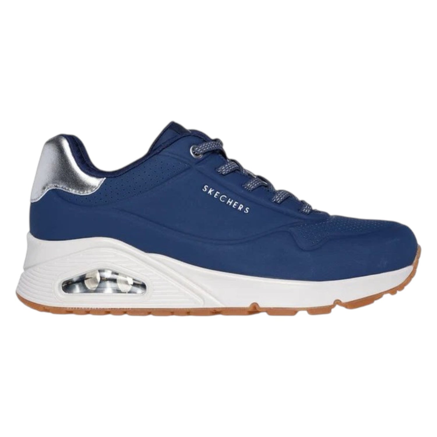 Skechers Slip On Donna Uno-Shimmer Away Blu Argento