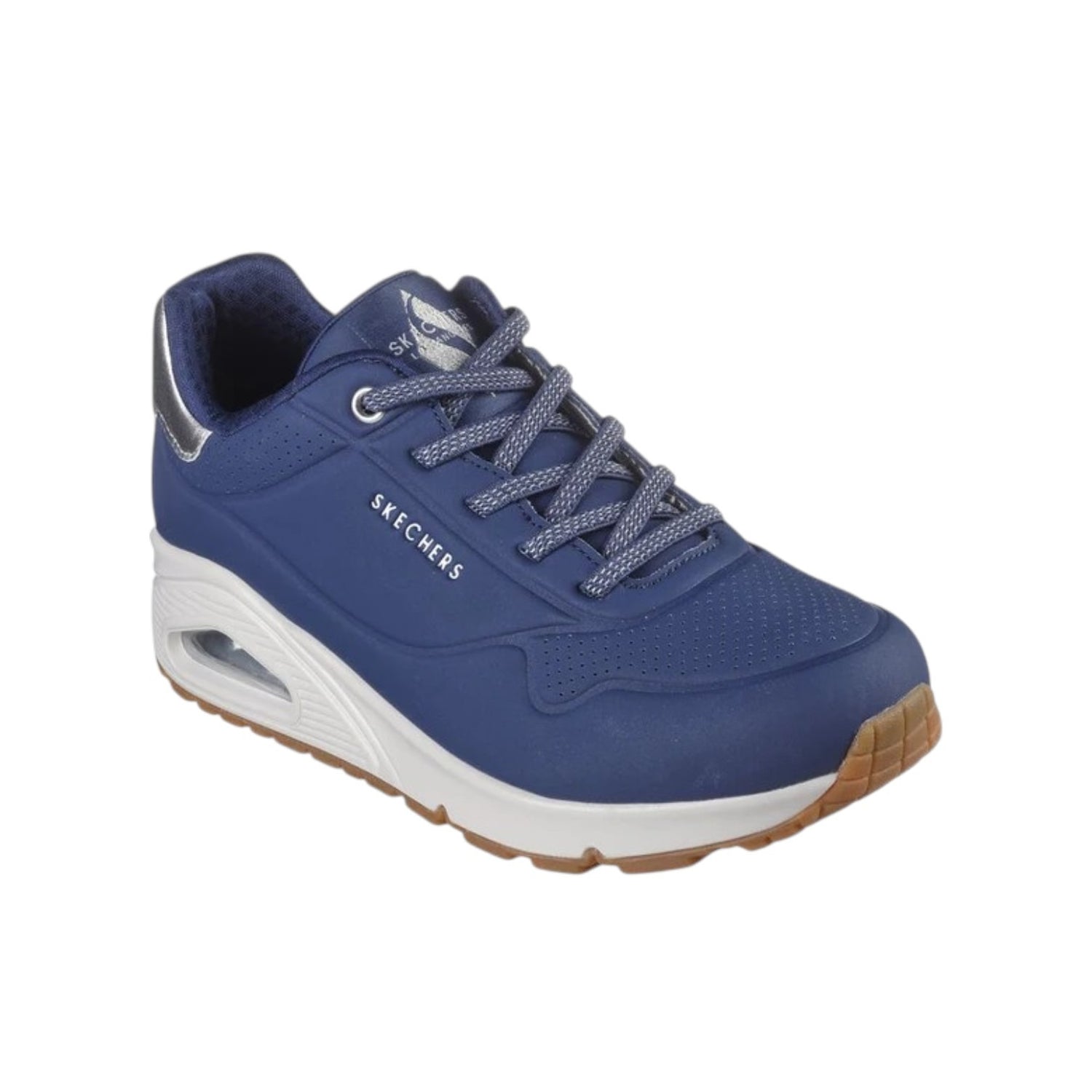 Skechers Slip On Donna Uno-Shimmer Away Blu Argento