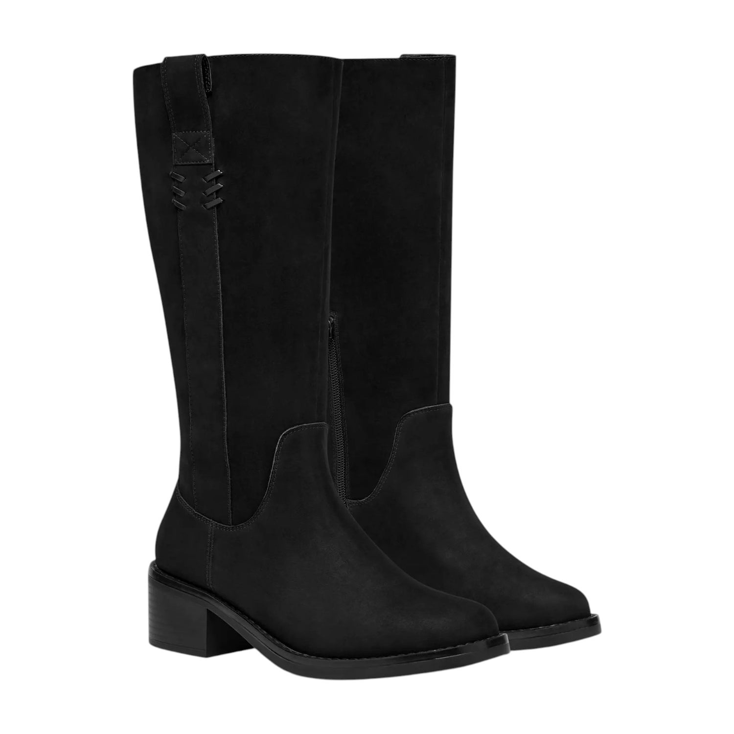 Clarks Digby Ranch Stivale Donna in Camoscio Nero con Tacco Largo Alto 50mm