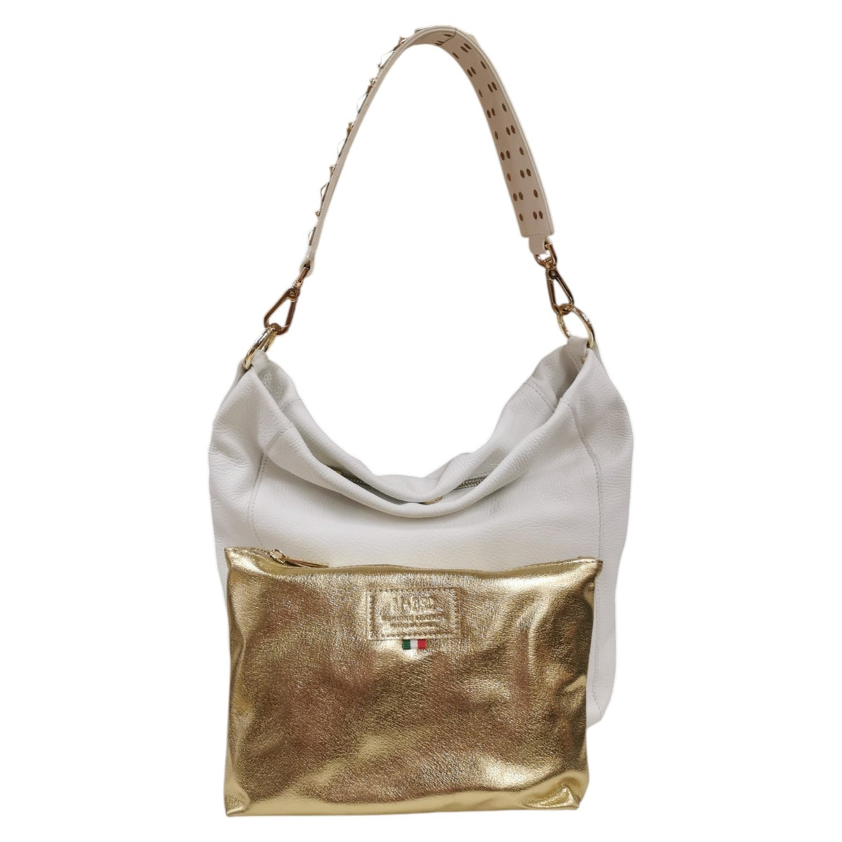 M Brc Borsa a Spalla Sole Bianca Donna in Pelle