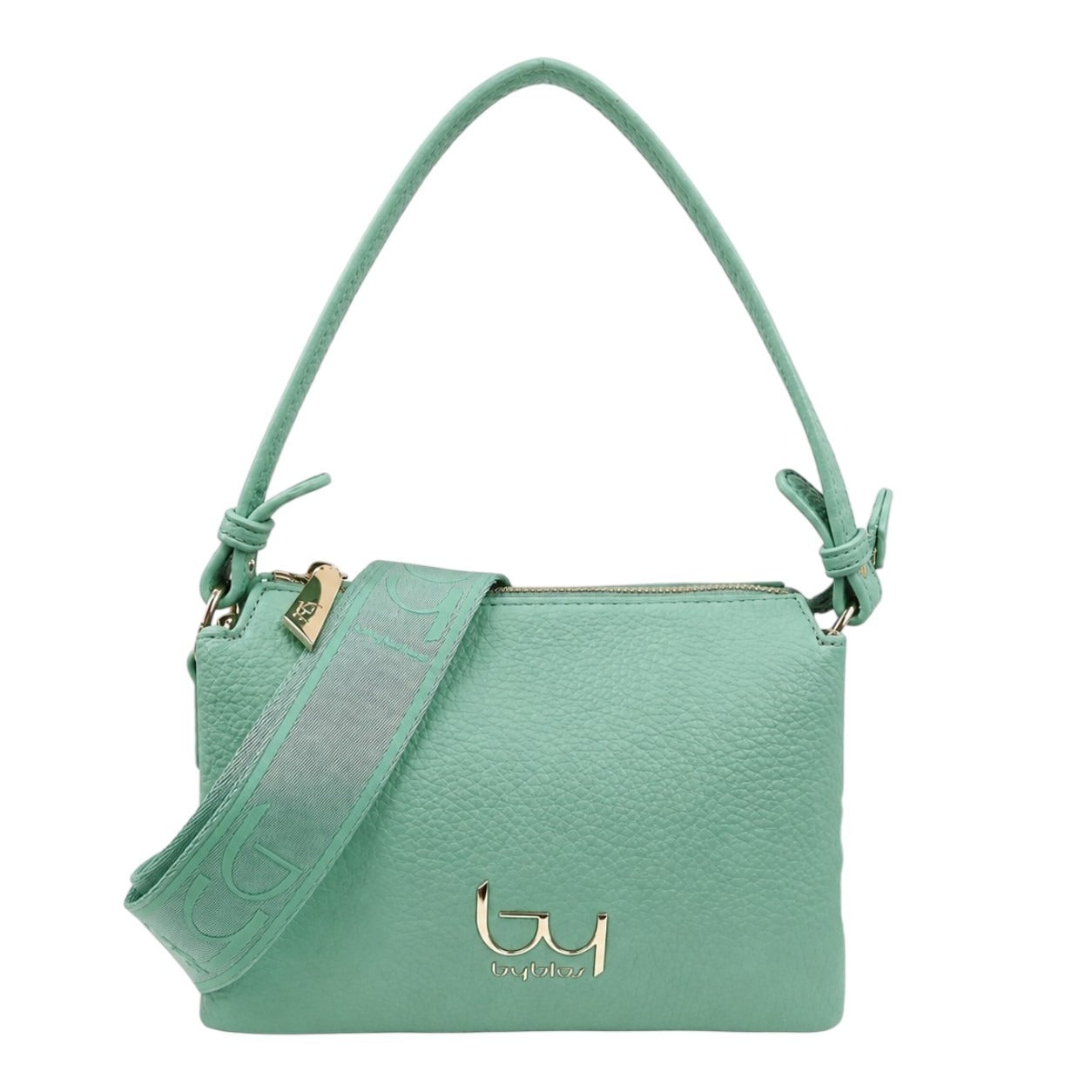 By Byblos Borsa Media a Mano Donna Verde Acqua con Tracolla in Tessuto