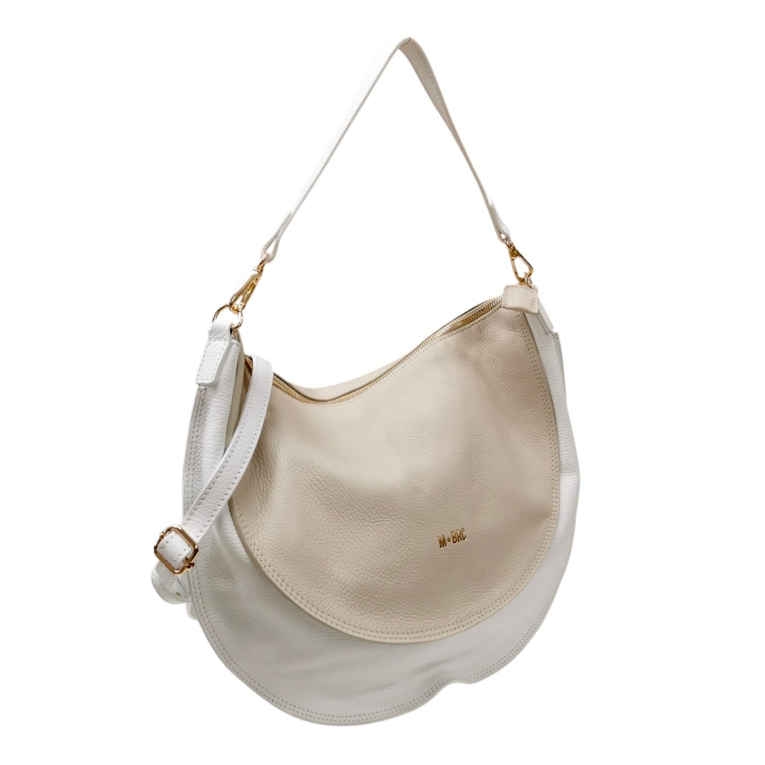 M Brc Borsa a Spalla Mezzaluna Grande Donna Linea Sole Bianca