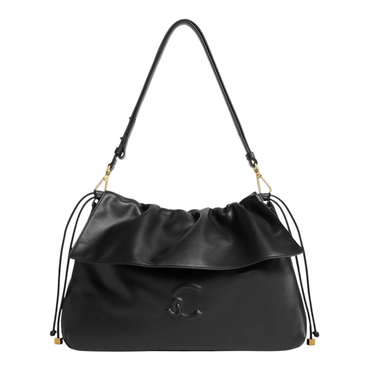 Coccinelle Borsa a Spalla Donna Lidia Media in Pelle Nera con Coulisse
