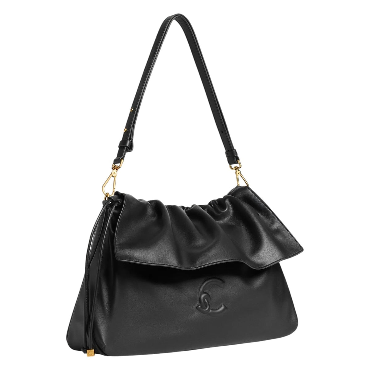 Coccinelle Borsa a Spalla Donna Lidia Media in Pelle Nera con Coulisse