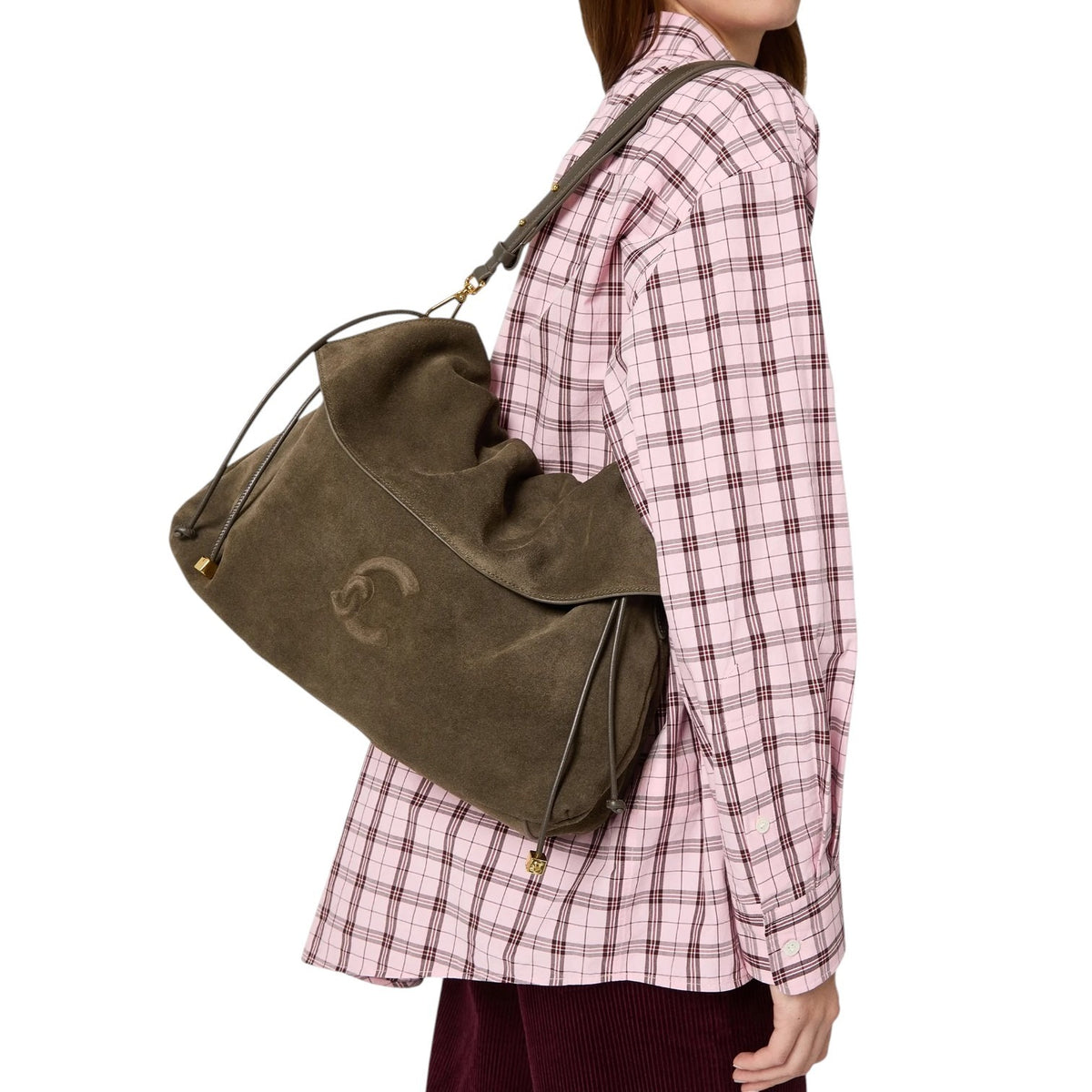 Coccinelle Borsa a Spalla Donna Lidia in Camoscio Fango