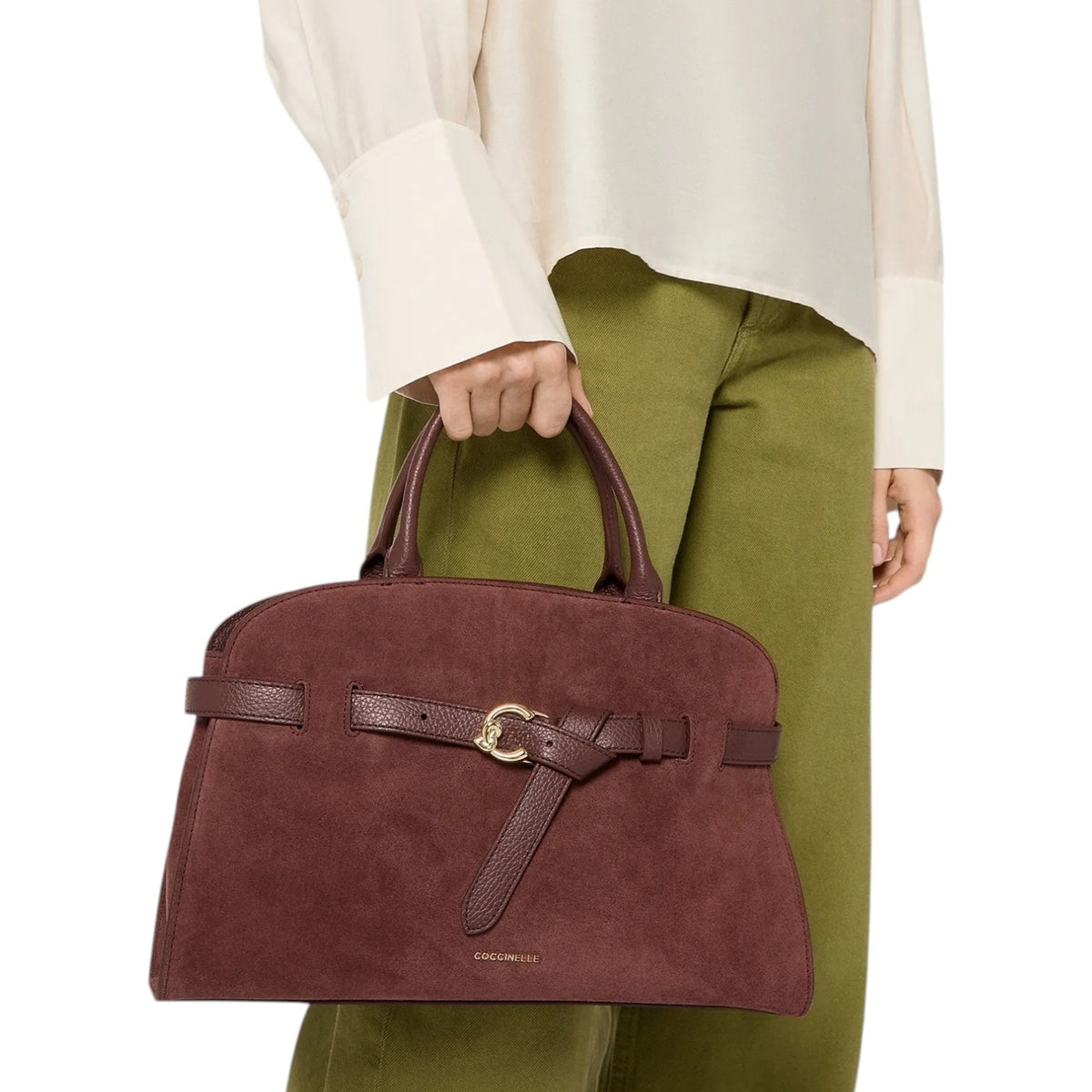 Coccinelle Borsa a Mano Donna Sabine Media in Camoscio Viola