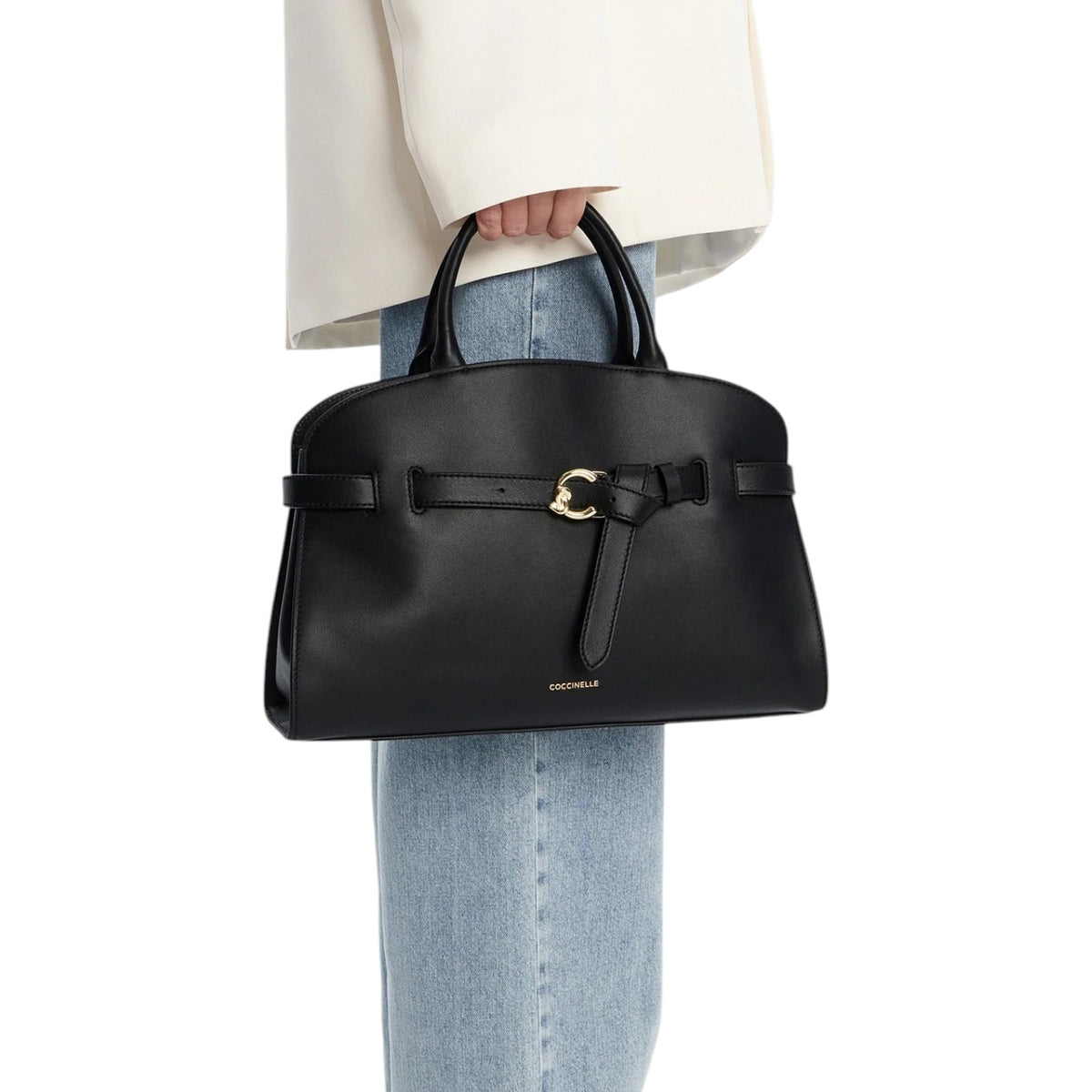 Coccinelle Borsa a Mano Donna Sabine Media in Pelle Nera