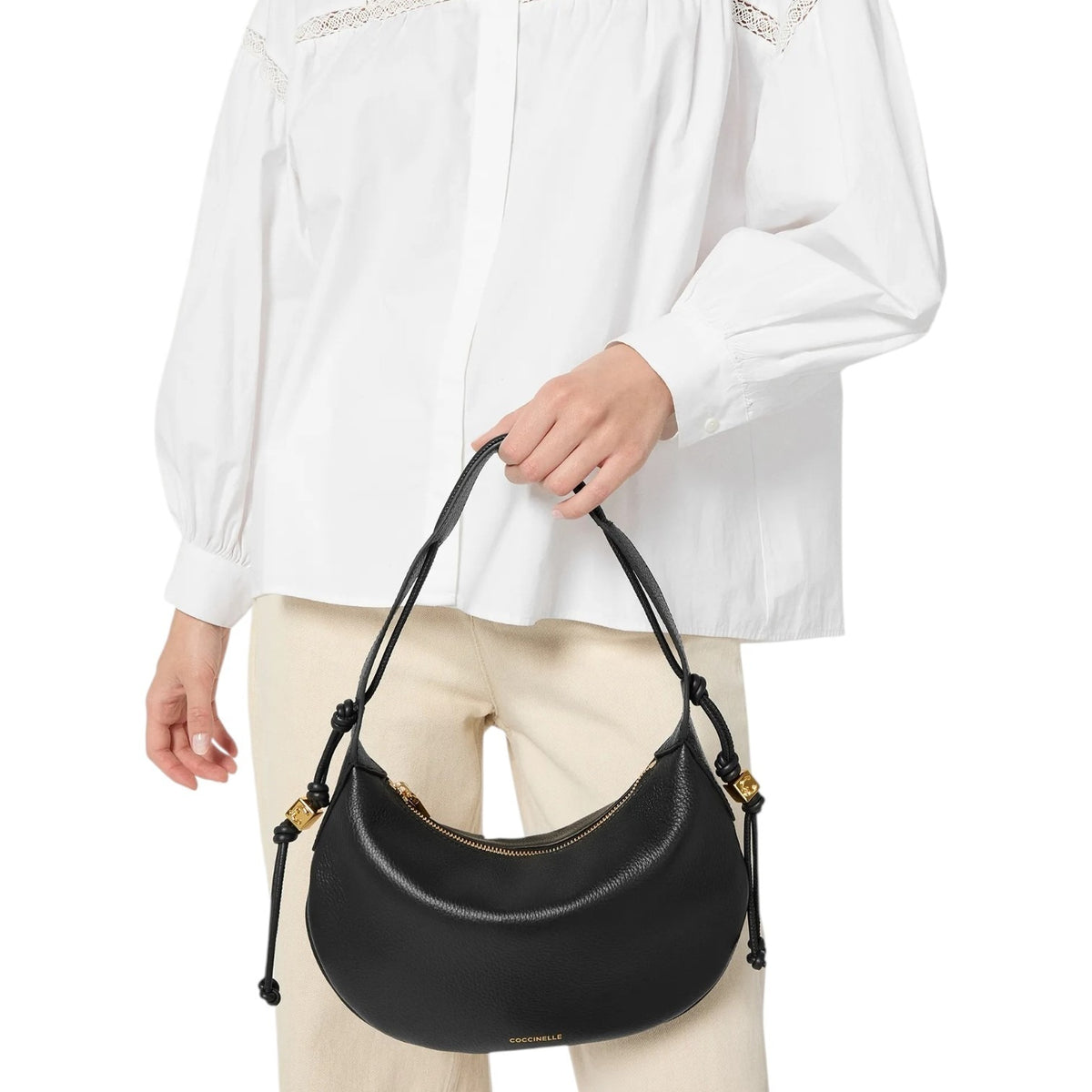 Coccinelle Borsa a Spalla Donna Thess in Pelle Nera